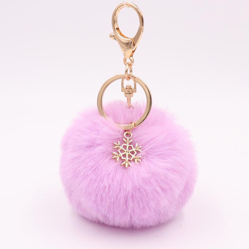 Christmas Snowflake Pom Pom Plush Keychain Charm