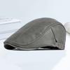 Men Advanced Hat Retro Faux Leather Retro British Style Solid Color Firm Stitching Windproof Thicken Warm Beret Newsboy Cap