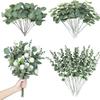 30PCS 3 Kind Mixed Fake Plant Eucalyptus Leaf Christmas Decorations Home Garden Wedding Bride Holding Bouquet Artificial Flowers