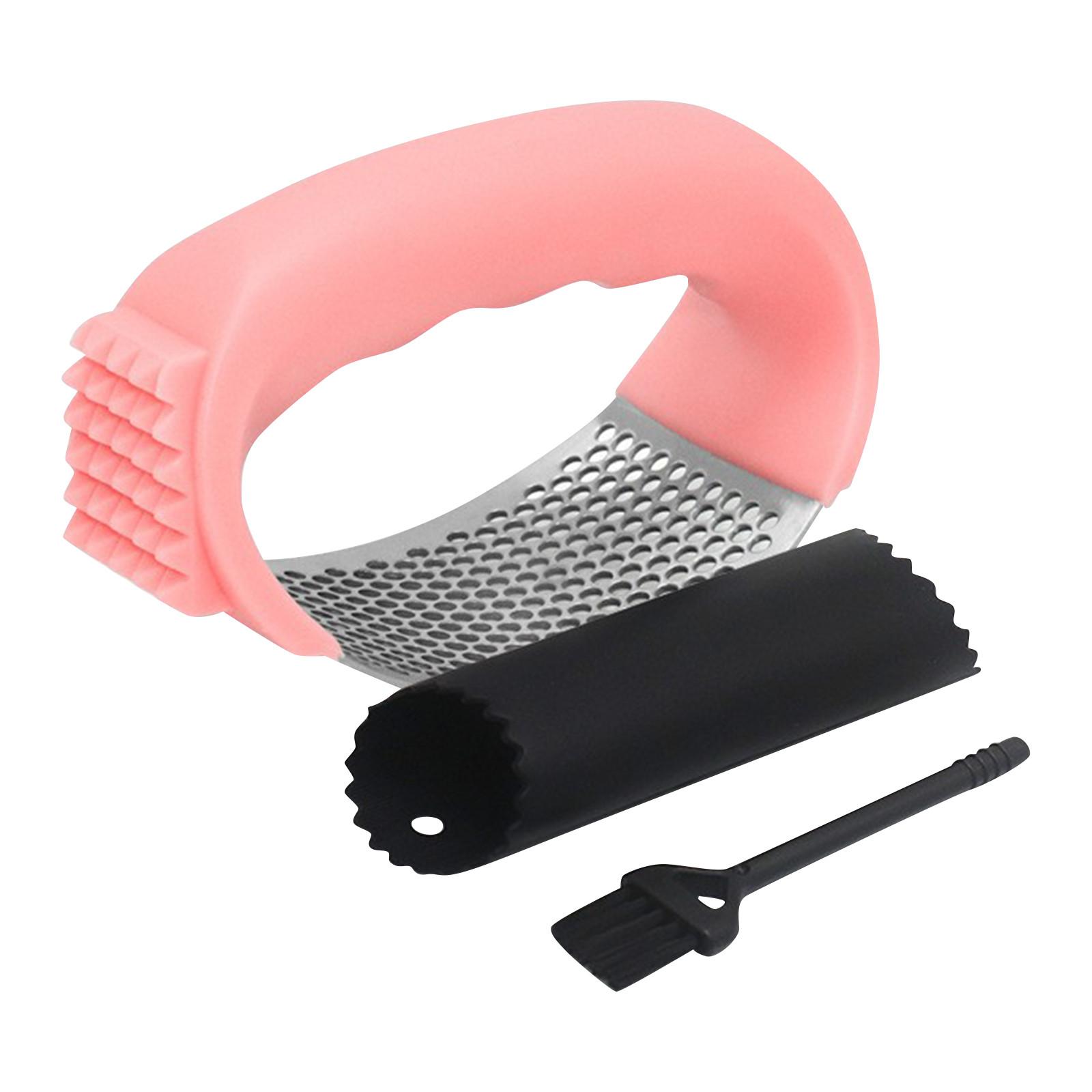 

Пресс для чеснока из нержавеющей стали, измельчитель чеснока с овощечисткой и щеткой для чистки, дробилка для чеснока из нержавеющей стали для измельчения чеснока, кухонные принадлежности One Size розовый