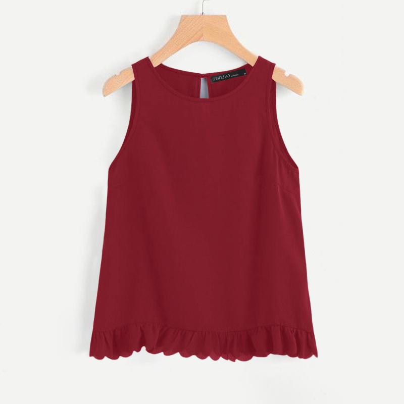 

ZANZEA Женские повседневные топы-майки без рукавов с круглым вырезом свободного кроя на лето 5XL вино красного