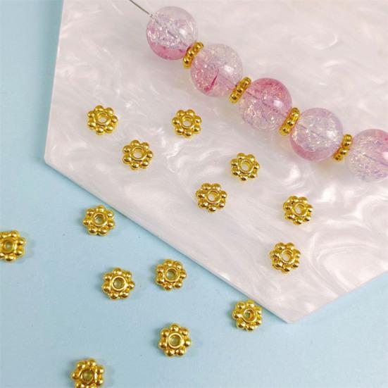 

200 Pcs Flower Spacer Beads 4mm Tibetan Style Silver Golden Metal Beads Mini Craft Beads Connector Beads for DIY Bracelets Necklace Jewelry Making 4mm золотистий