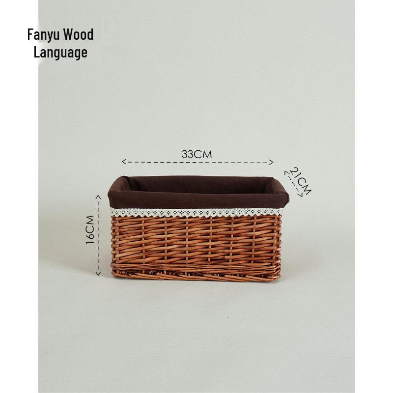 Woven Bamboo Fabric Storage Basket for Snacks and Sundries