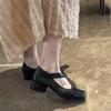 Super soft horse leather~ high-end leather square head thick heel Mary Jane shoes women's autumn retro ballet shoes small leather shoes single shoes