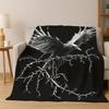 Gothic Raven Crow Skull Cartoon Flannel Blanket Soft Warm Blanket Throw Blanket for Bedroom Living Room Bed Travel Camping Gift
