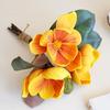 1 Bunch 3 Heads Artificial Magnolia Flower Magnolia Bouquet Foam with Leaves Arrangement for Home Living Room Wedding Bedroom Floor Vase Decoration
