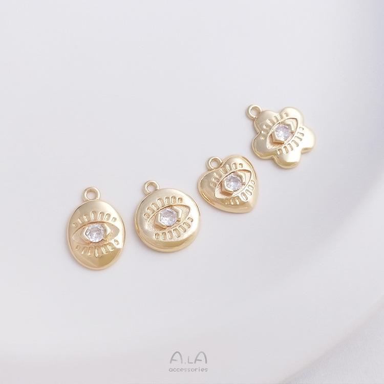

14K Gold-Filled Zircon Pendant for DIY Jewelry: Round, Oval, Heart, Flower Shapes