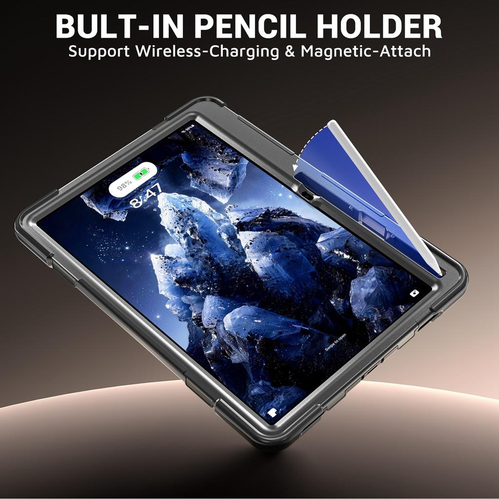 For Samsung Galaxy Tab S12+ 12.4 2026 Protective Cover, Heavy Duty Shockproof Case Stand/Hand Strap/Carrying Shoulder Strap