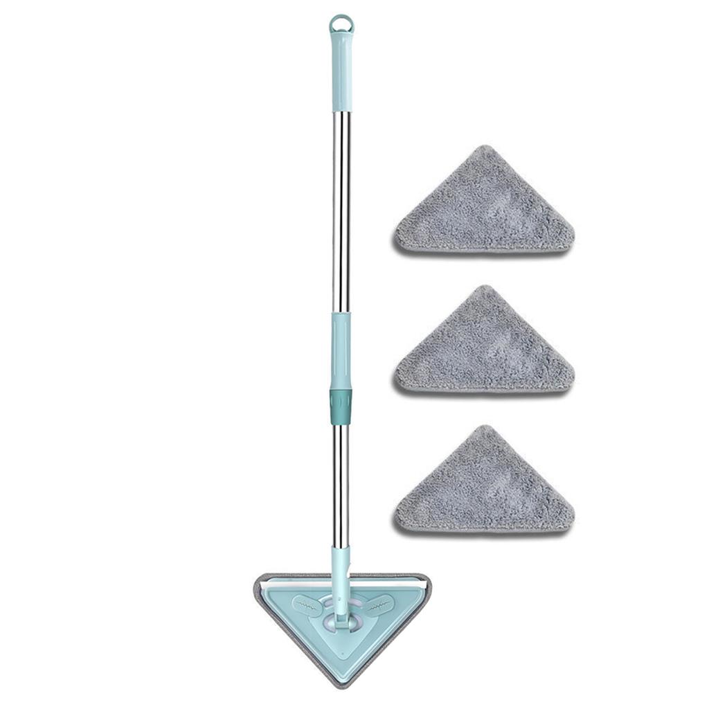360° Rotatable Multifunctional Triangle Mop,Wall Cleaning Tool with Long Handle,Wet and Dry Triangular Window Squeegee Mops