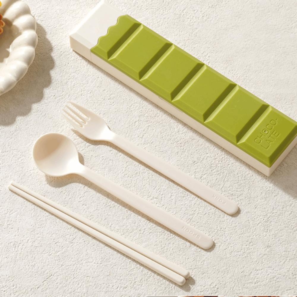 Cartoon Essstäbchen Löffel Set Kunststoff mit Box Essstäbchen Aufbewahrungsbox Lebensmittelqualität Geschirr Set