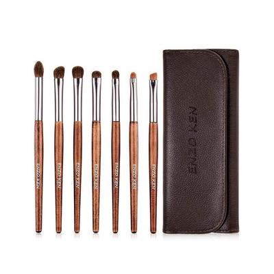 Set di pennelli per ombretti in legno di Cub Hair naturale con astuccio per il trucco - ENZO KEN Professional - E100, E100_Set di pennelli per occhi