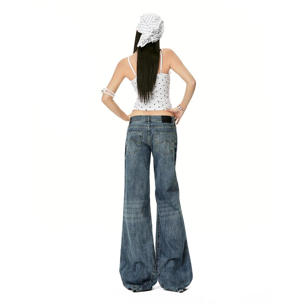 American Women's Spring 2026 Retro Micro-Flare Jeans - Low-Rise, Straight, Loose, Wide-Leg, Slimming.
