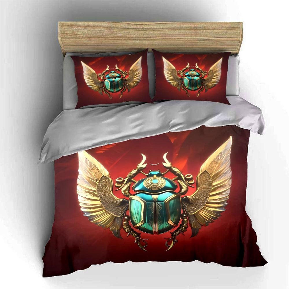 "Scarab Decor Set for Home" Soft Skin-Friendly Bedding Set Includes 1 Duvet Cover And 2 Pillowcase, Gift