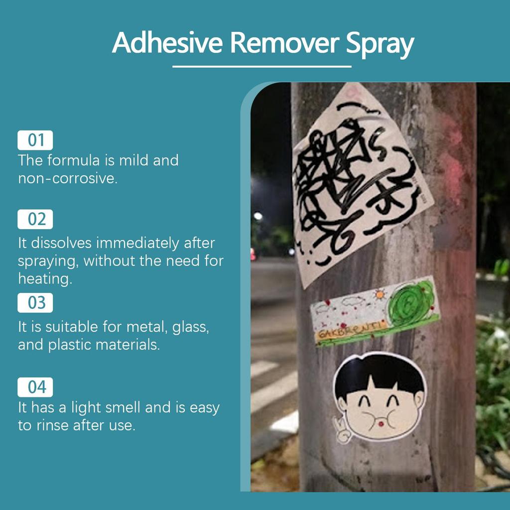 Jue Fish Adhesive Remover Spray, Fast Dissolves Glue Residue, Removes Sticker Residue, Glue Dissolver for Glass & Metal 120ml