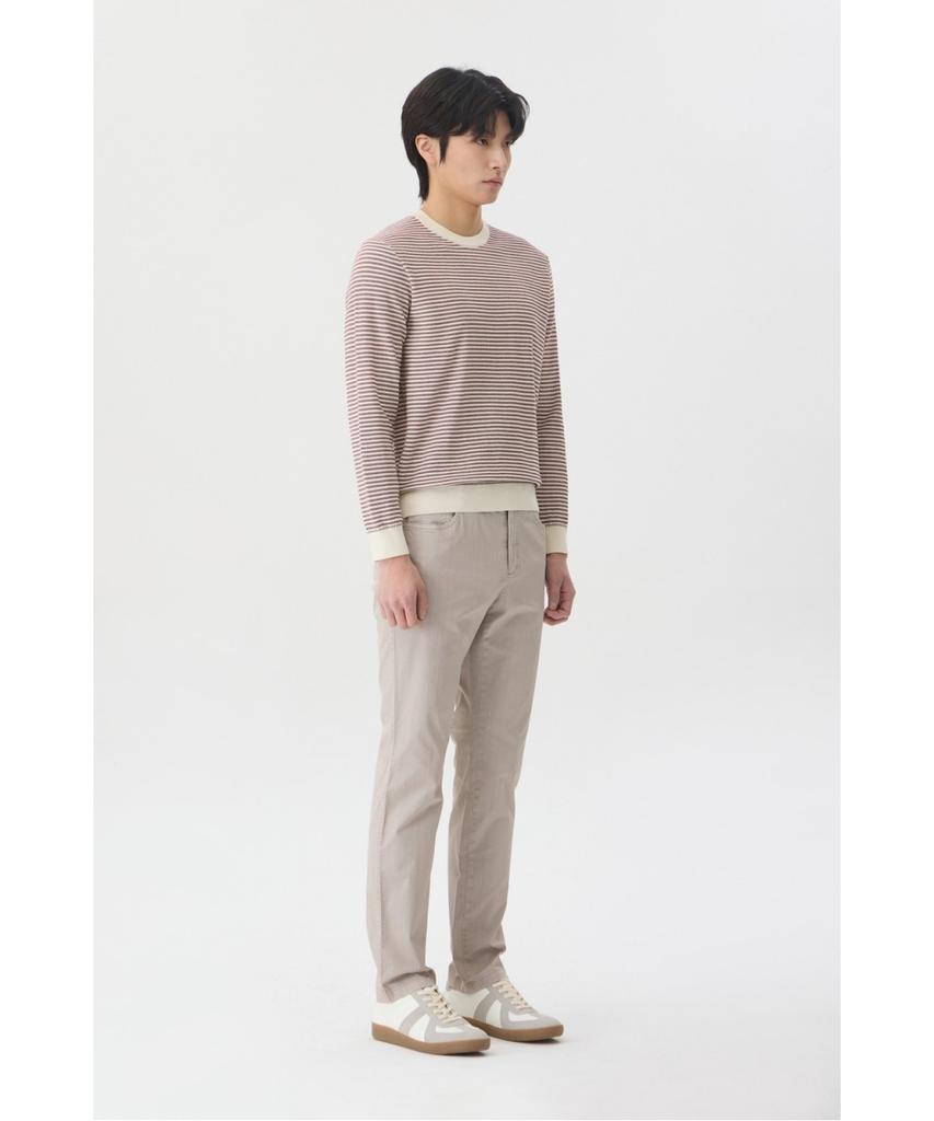 BRENTWOOD [Washable] Knitted Striped Round Neck Sweater Brwas26351Wix