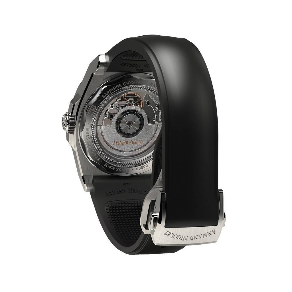 Armand Nicolet Tramelan J09 GMT Black Dial Automatic A663AAA-NR-GG4710N Black Rubber Strap Men's Watch