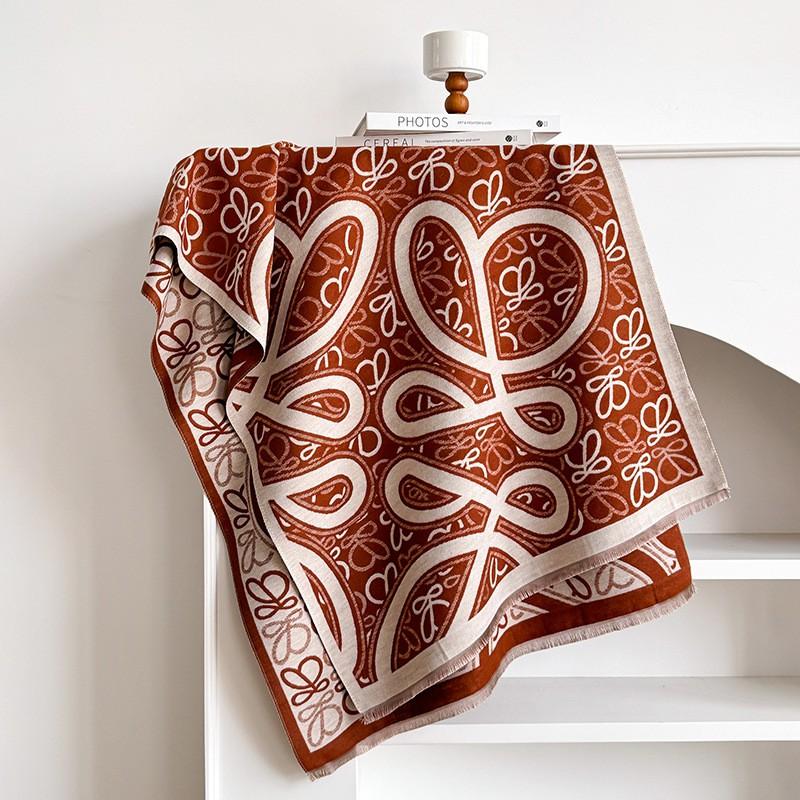 Elegant French Vintage Butterfly Print Faux Cashmere Scarf Women Warm Thick Wrap Shawl Office Winter