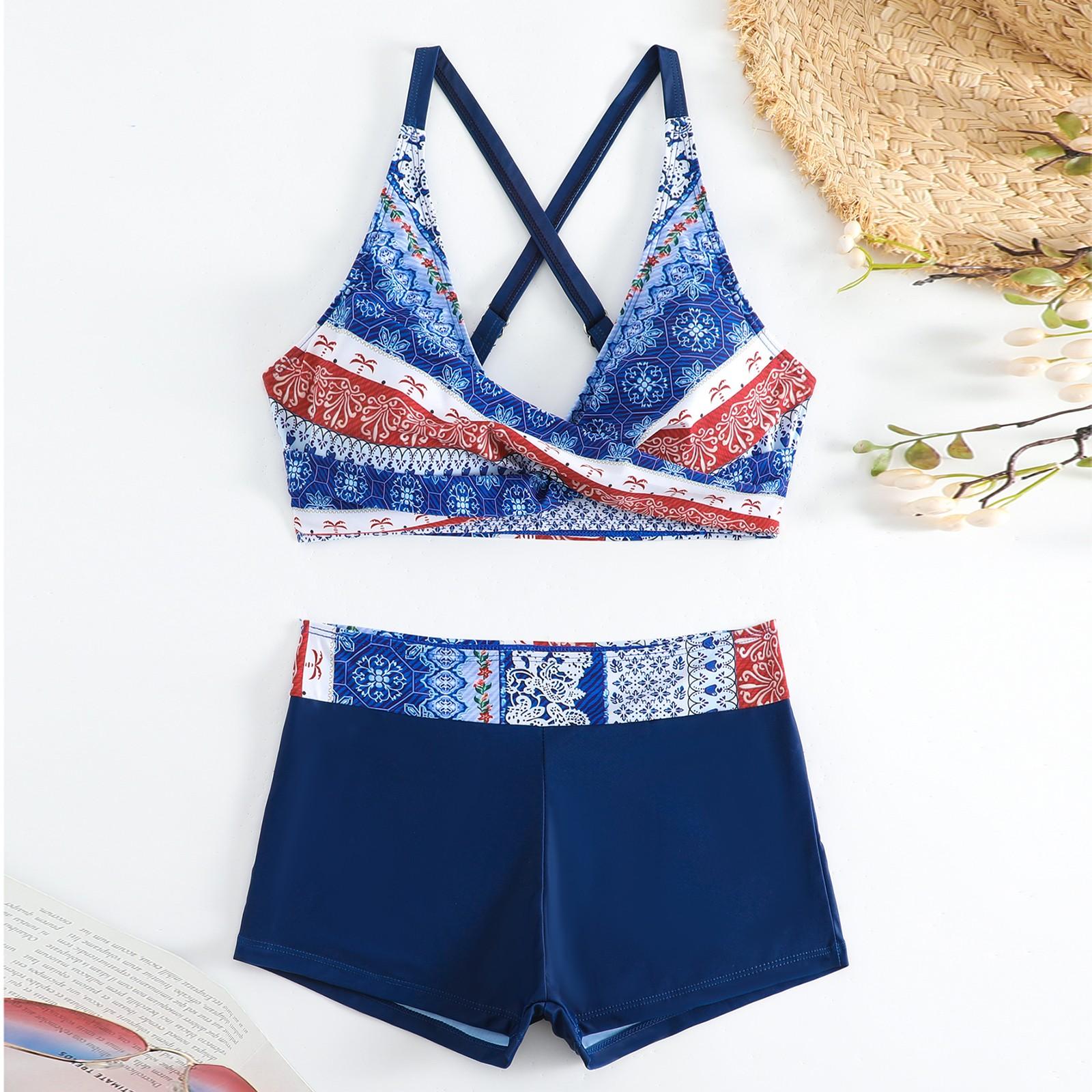 

Женский раздельный модный сексуальный купальник-бикини с принтом и подкладкой для груди без стальных скобок XXXXL