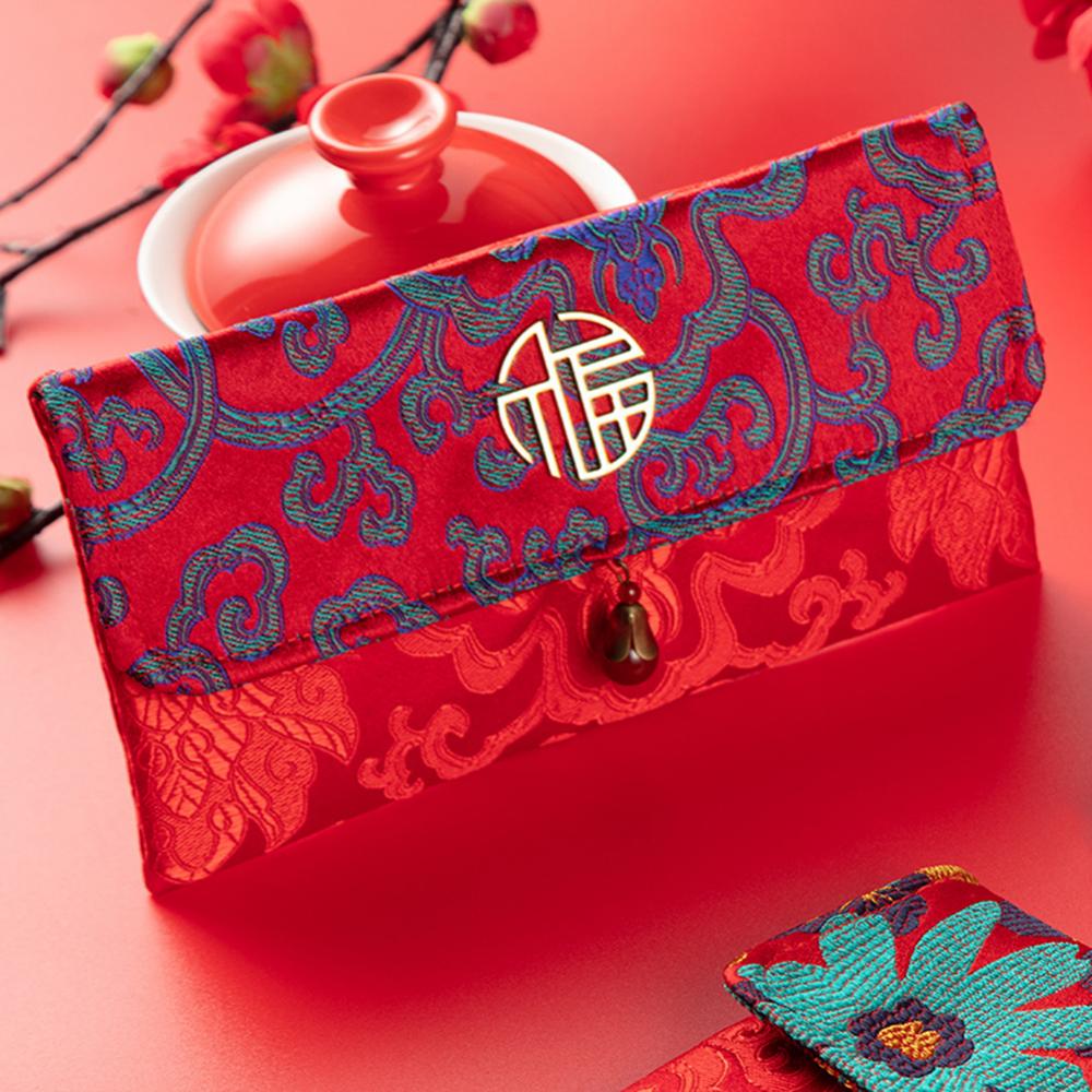 Chinese Style Lucky Money Bag Cloth Floral Red Envelope New Year Packet New Year's Money Pocket Money Spring Festival Supplies