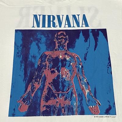Camiseta Vintage Nirvana Sliver Talla L Tour de Banda Años 90 Puntada Simple Hombres Mujeres Tops REIMPRESIÓN