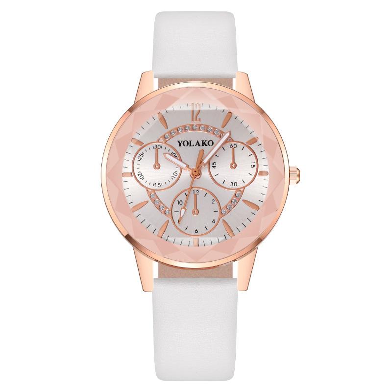 

Популярные модные цифровые женские часы с тремя глазами женские часы с ремешком кварцевые женские часы белый