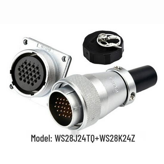 Weipu WS28 23-Pin Aviation Plug Connector, Male-Female Threaded, 479-Hole, 10P12, 16-Pin, 20/26-Pin
