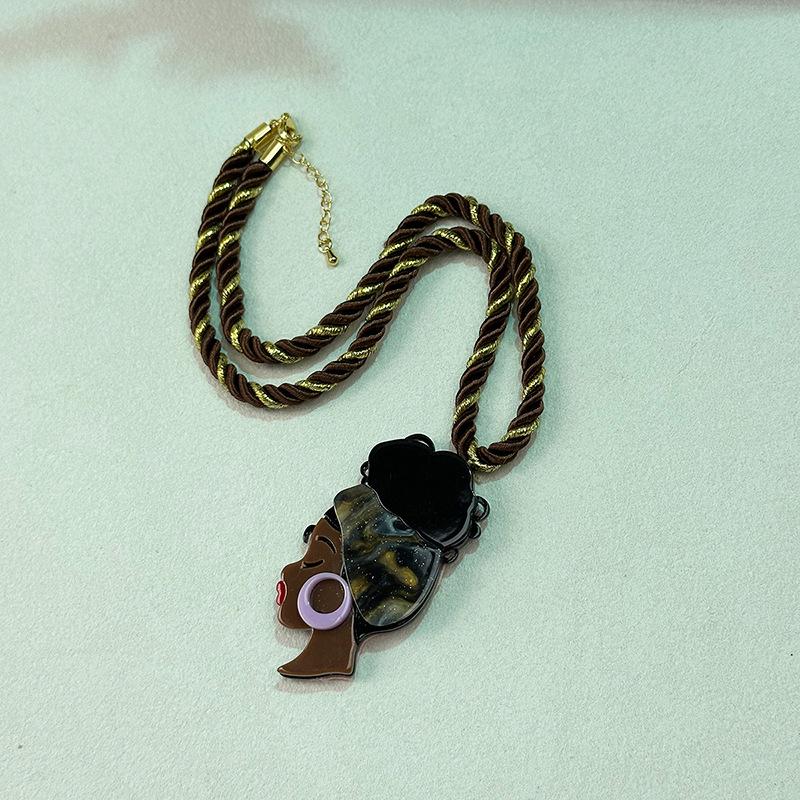 Двухцветная акриловая мультяшная подвеска-ожерелье для женщин