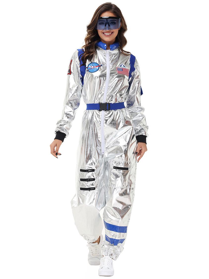 

Women s Astronaut Halloween Cosplay Costume - Space Suit for Club or Stage Performance, Bright Colors with Hot Stamping. Medium
