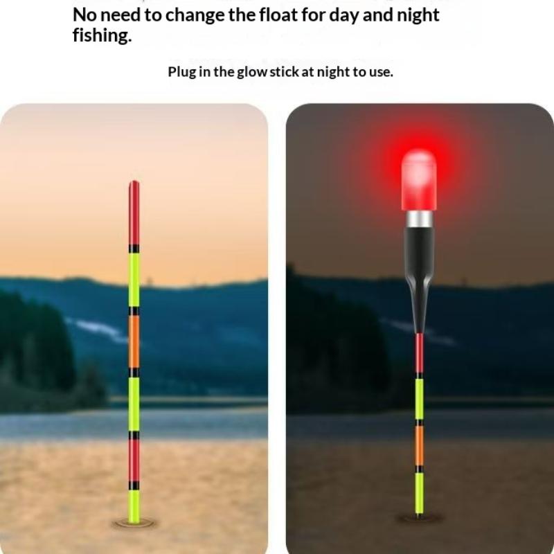 5Pcs Led Luminous Fishing Floating Night Tail Light Glow Color Change Stick Bean Shaped Head Fishing Float Fishing Accessory