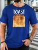 Unisex Crew Neck Tee Vintage Toast Bread Text Print Short Sleeve Top Food Theme Summer Daily Outdoor Loose Soft Casual Basic Wear