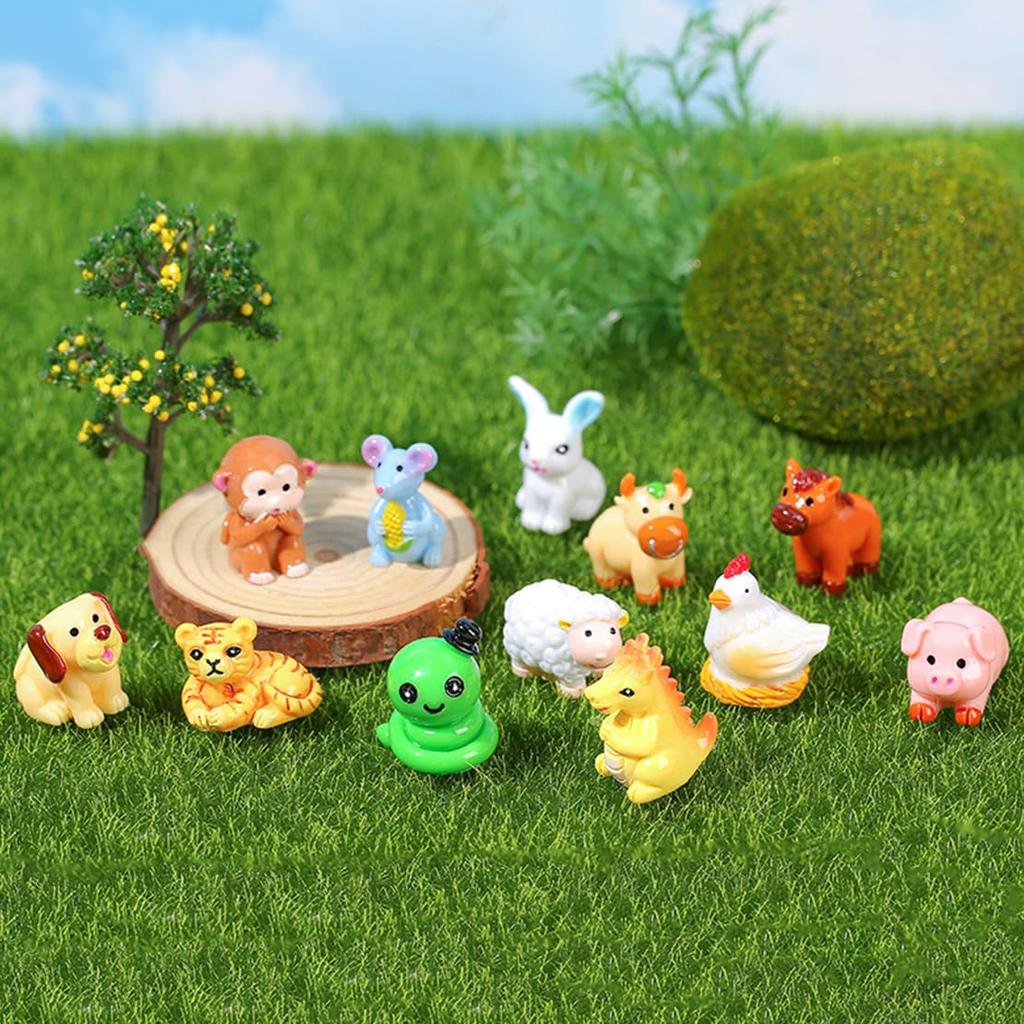 DeryArcle Zodiac 12 Zodiac Signs Cute Good Lucky Feng Shui Good Healing Micro Garden Healing Many Gift 3D 3D Miscellaneous Funny Landscape Tools