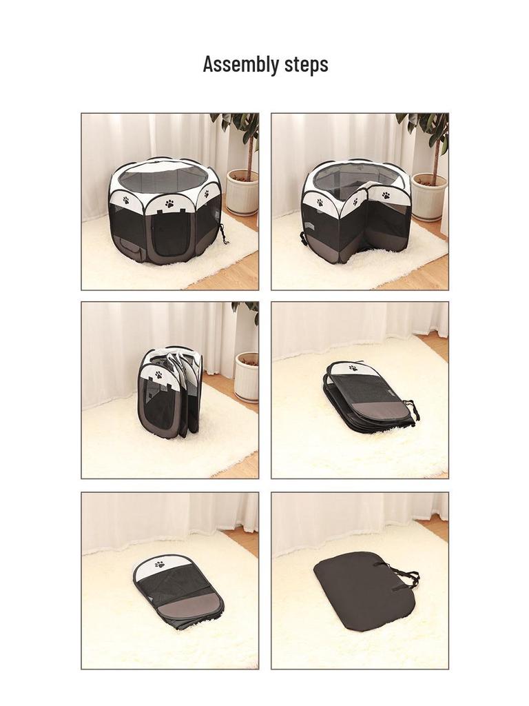 Quick-Fold Octagonal Pet Tent: Outdoor Oxford Cloth Cage for Cats & Dogs