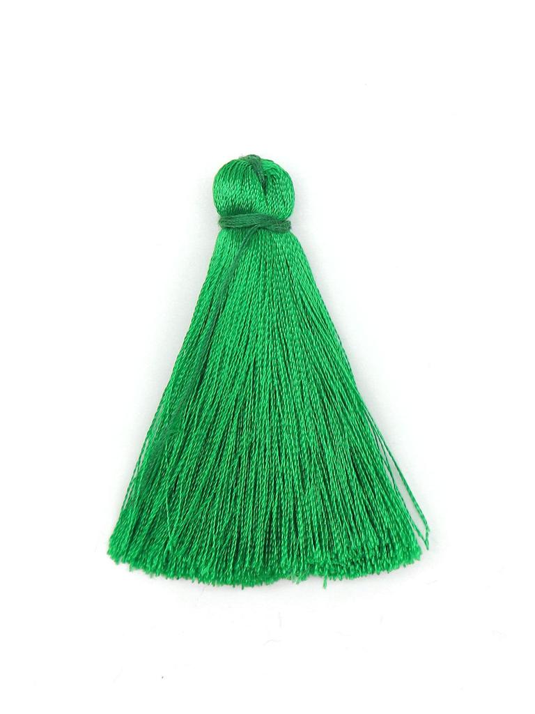 Green Bead Rice Pattern Hat Pendant with Vertical Polyester Tassel