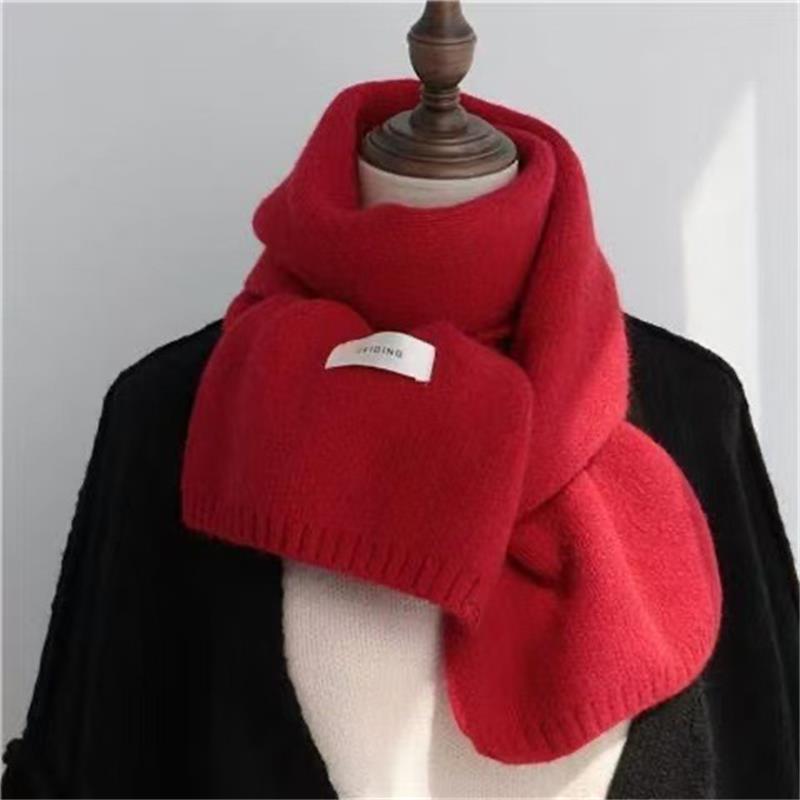 Cute Solid Color Plush Knitted Scarf Winter Warm Cold-proof Neck Guard Scarf Student Neckband Girly Fashion Mountaineering Glove
