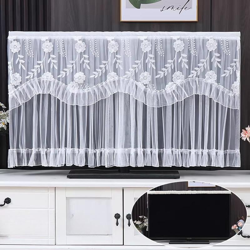 1pcs European Style Lace TV Cover Brand Universal Liquid Crystal TV Cover Cloth Anti Dust and Sun Protection Home Decoration Fabric Easy To Clean