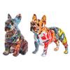 Bulldog Statue Dog Desktop Ornament Creative Colorful Art Animal Statue Resin Puppy Figurine for Bookshelf Table TV Cabinet