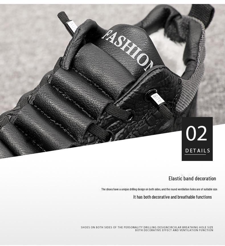 Men's Large Winter Cotton Crocodile Pattern Snow Boots with Velvet Lining