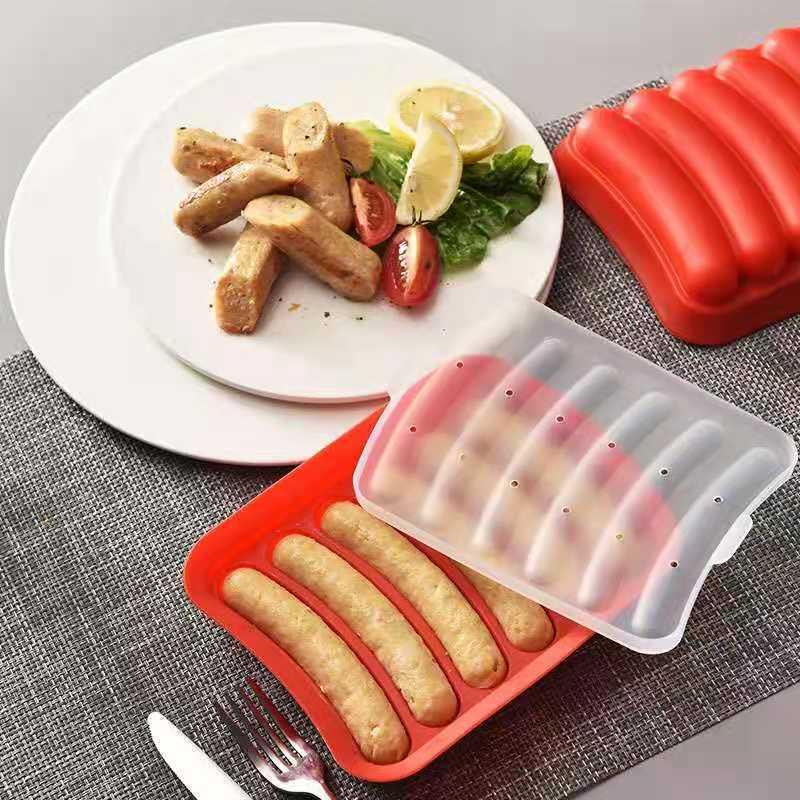 Sausage Maker Mould 6 Cavity Silicone Diy Ham  Dog Making Moulds With Lid Household Sausages Cake Baking Tool Molds
