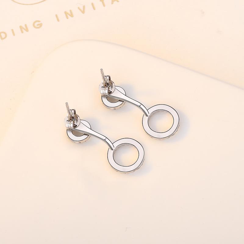BELLA BOX New Small  Round Earrings With Pure Silver Stud Earrings On The Front And Back Are A Light Luxury Accessory For Women