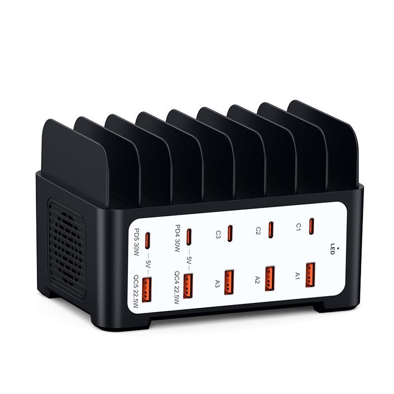 Desktop 120W Multi-Port Charger: 10-Port USB Fast Charging Station for Phone & Laptop, 5C+5A.