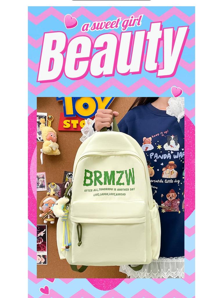 Color Block Canvas Backpack for Girls – Large Capacity School Bag