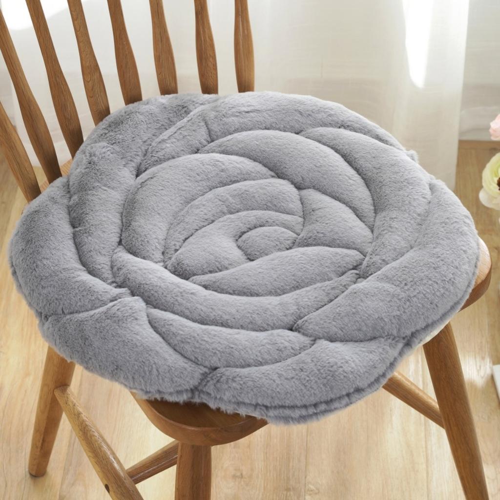 Plush Chair Pad Rose Flower Design Thickened Office Chair Cushion Anti-Slip Seat Pad for Home And Office Floor