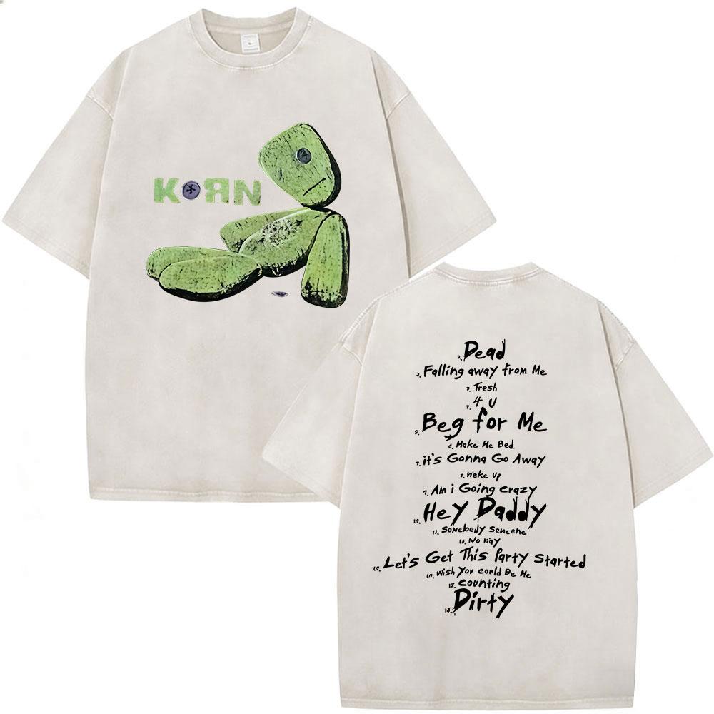 

Washed Vintage Alternative Nu Metal Rock Band Korn Follow The Leader Print Tshirt Mens Women Gothic Punk Oversized T Shirts S