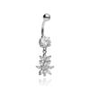Anneau de nombril avec zircons décoratifs et argent - Kp-038 1.6/10