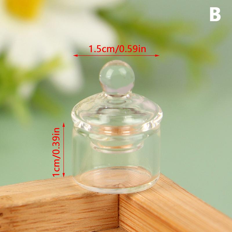 1Pc Dollhouse Miniature Clear Glass Jar Candy Bean Storage Bottle Tiny Jar With Cover Kitchen Decor Toy Doll House Accessories
