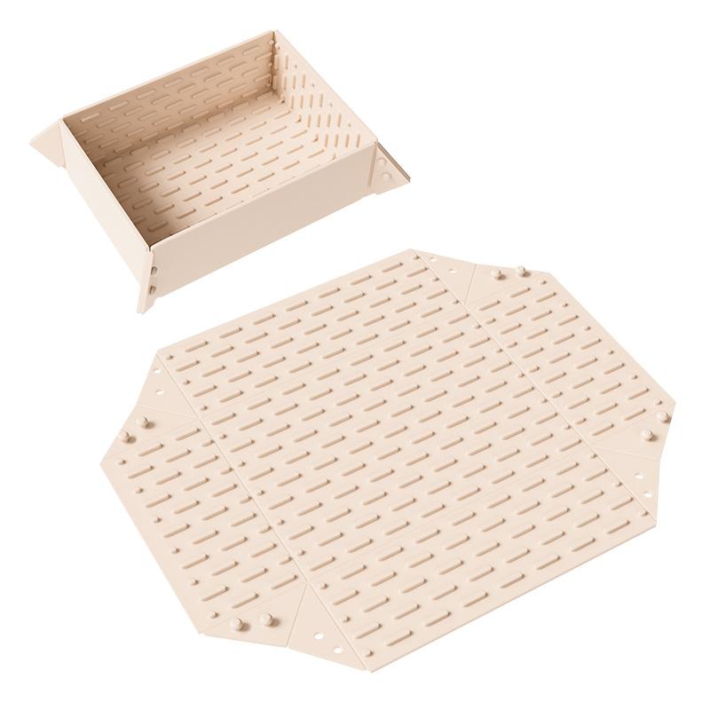 

Foldable Heat Resistant Drainage Mat - Multi-Purpose Table Protector for Dishes, Cups and Pots, Versatile Kitchen Drying Pad бежевый