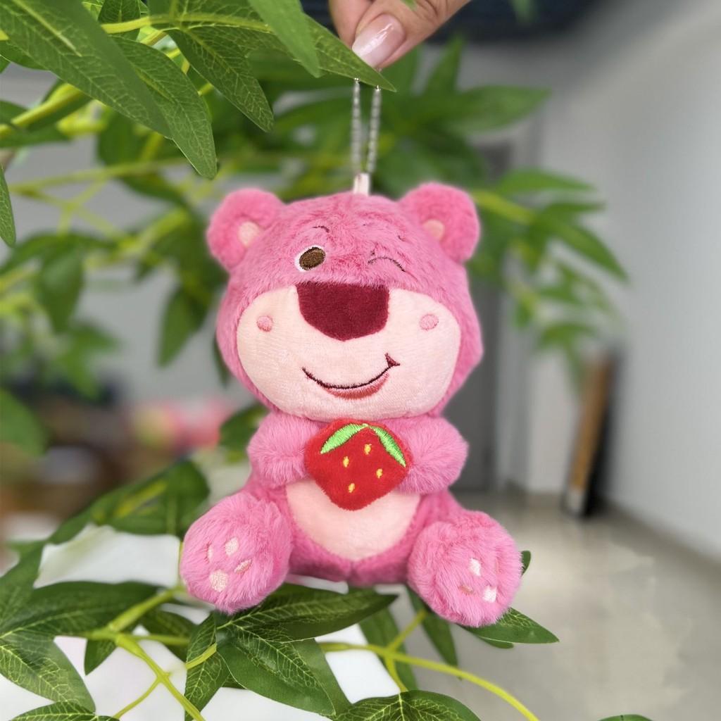Adorable Pink Strawberry Bear Plush Toy Pendant  Keychains Bags Accessories Girls
