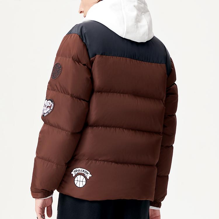 Fila Fusion Casual Color Block Loose Sports Stand Collar Down Jacket Winter Men Jacket Brown T11M145906F-DR