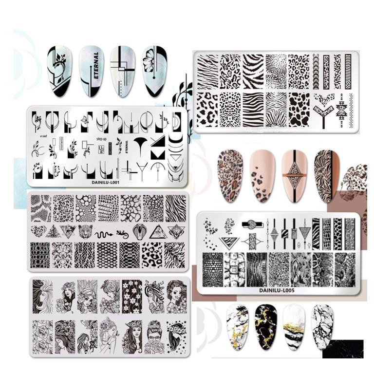 Nail Stamping Plates Leaves Flower Stripe Design Printing Abstract Lady Face Nail Art Stamp Templates Stencil Accessories Tools