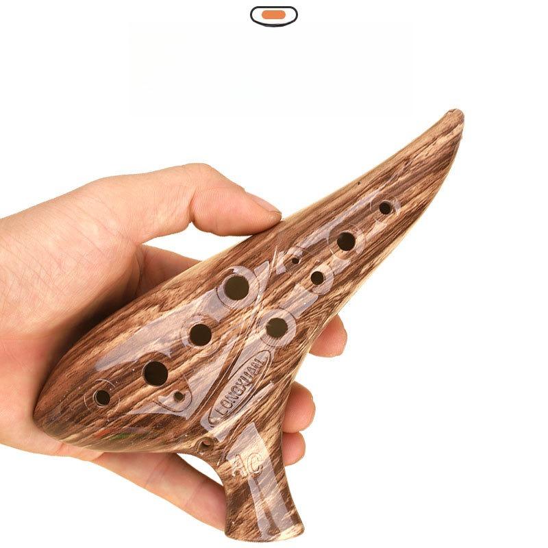 AC 12 Hole Ocarina Alto C Key, Ceramic Musical Instrument Starter Set with Songbook Bag for Beginner Adult Kid